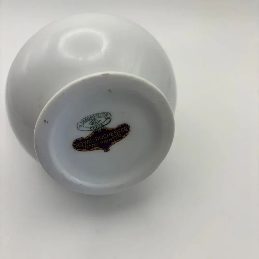 Royal Rochester Hand Painted Chocolate Pot Bird Floral Chrome Lid Vintage